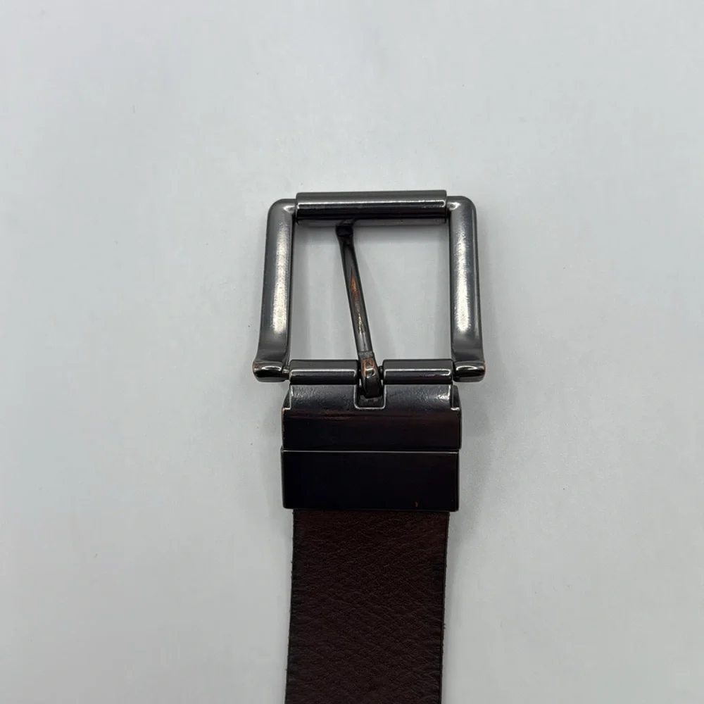 Timberland Black Leather Belt Reversible Black Brown Mens